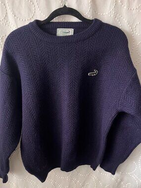 Crocodile Navy Blue Textured Knit crewneck